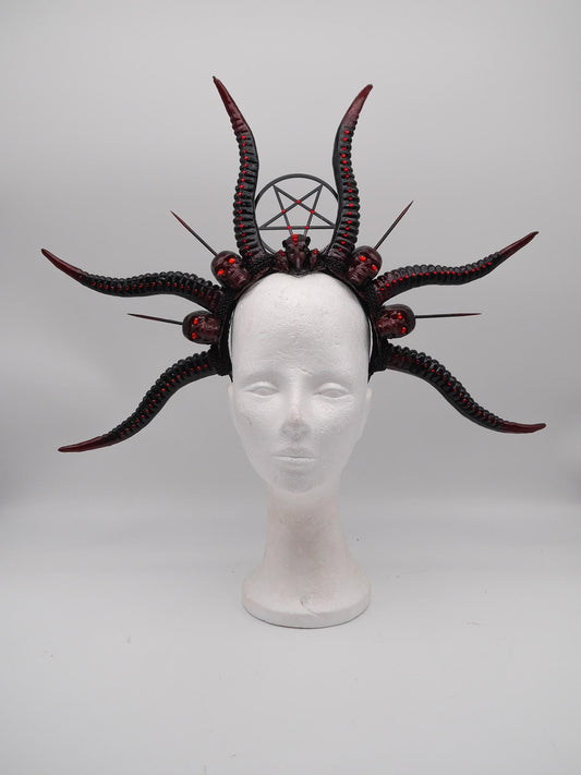 Dark Demon Headdress ~ gothic Horns ~ Queen of Darkness ~ goth ~ occult Headpiece
