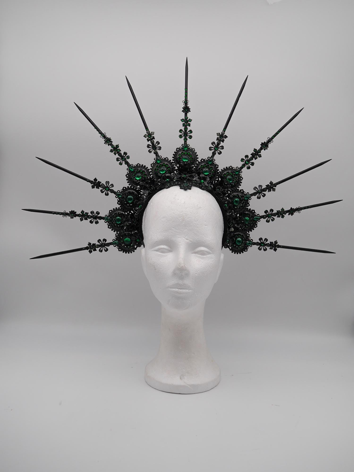 Dark Emerald XXL Madonna Halo ~ Royal ~ Metal ~ religiös ~ gloriole ~ nimbus ~ crown ~ Krone ~ Kranz ~ Heiligenschein