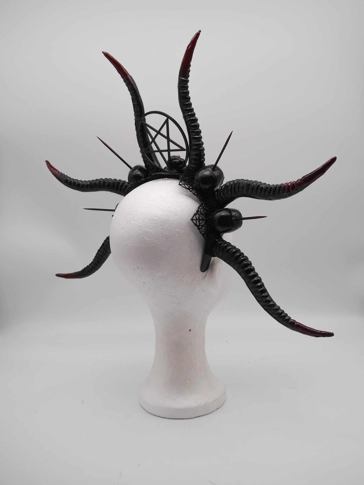 Dark Demon Headdress ~ gothic Horns ~ Queen of Darkness ~ goth ~ occult Headpiece