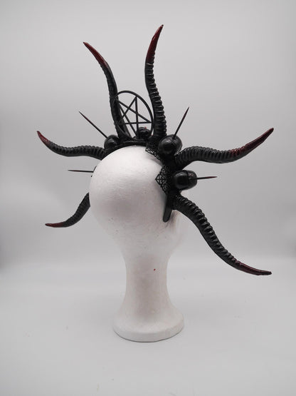 Dark Demon Headdress ~ gothic Horns ~ Queen of Darkness ~ goth ~ occult Headpiece