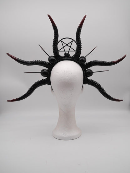 Dark Demon Headdress ~ gothic Horns ~ Queen of Darkness ~ goth ~ occult Headpiece