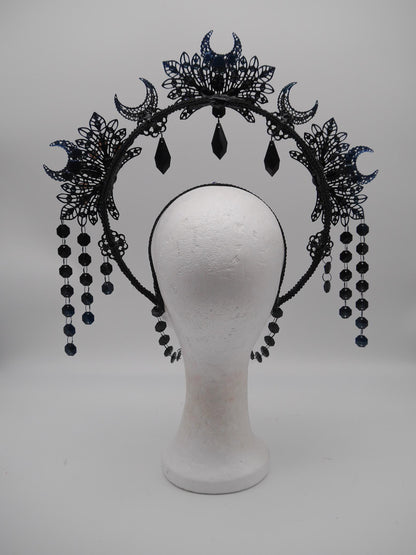 Nyx Moonshine Halo ~ Gothic Crown ~ black Royal Metal ~ vampir ~ Krone ~ Kranz ~ Kopfschmuck ~ Headdress ~ Fantasy~ goth
