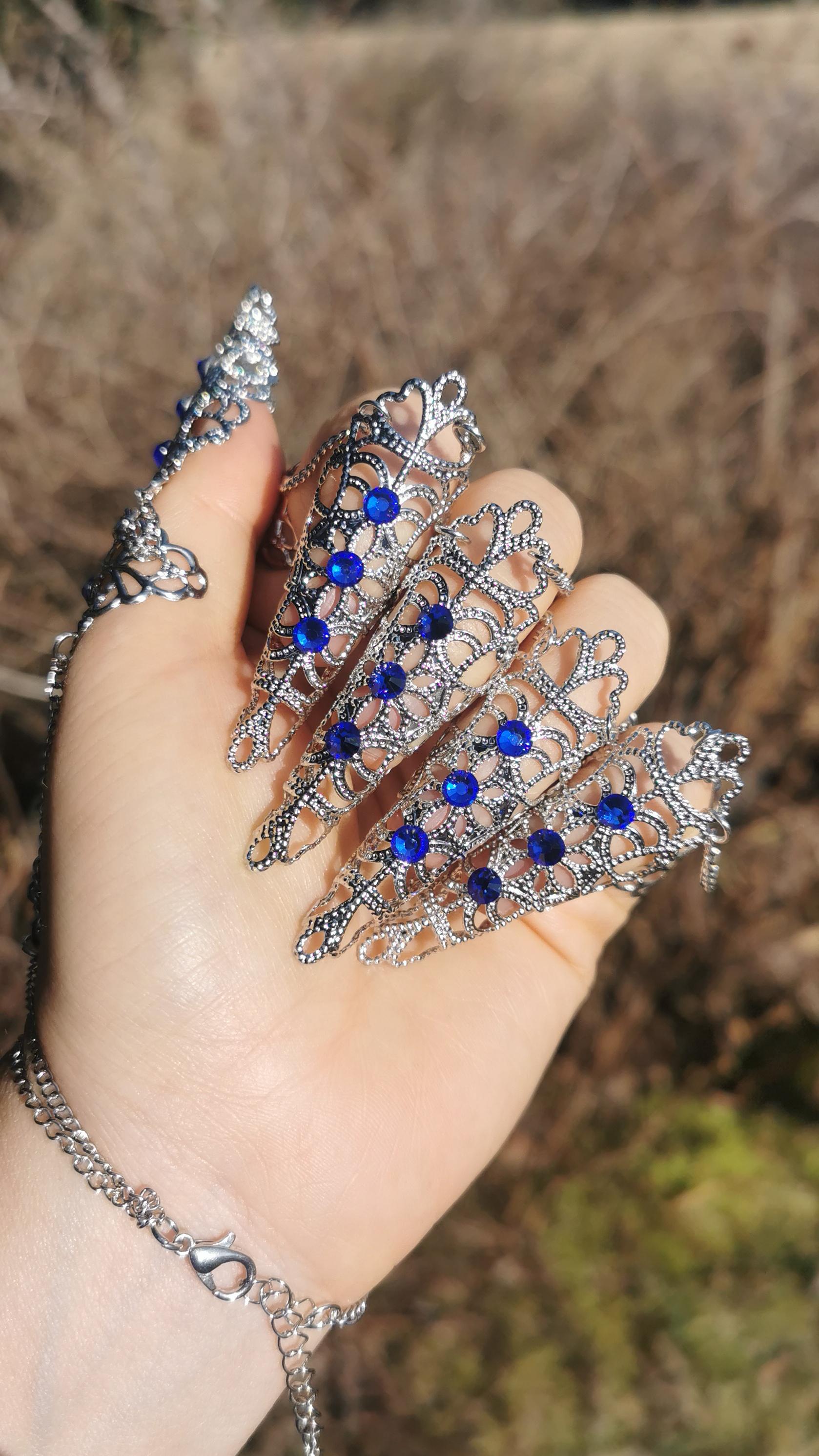 silver Filigree Claws Nails (1pc = 1 Full Hand Piece)