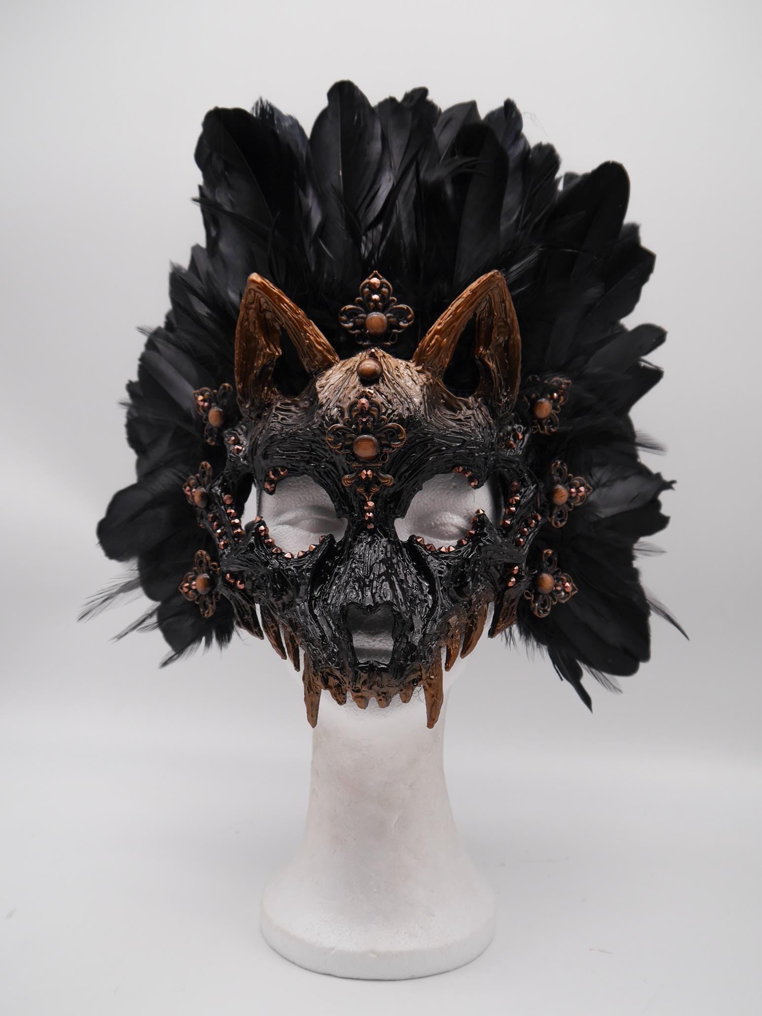 Black brown Cat Mask ~ Boho Maske