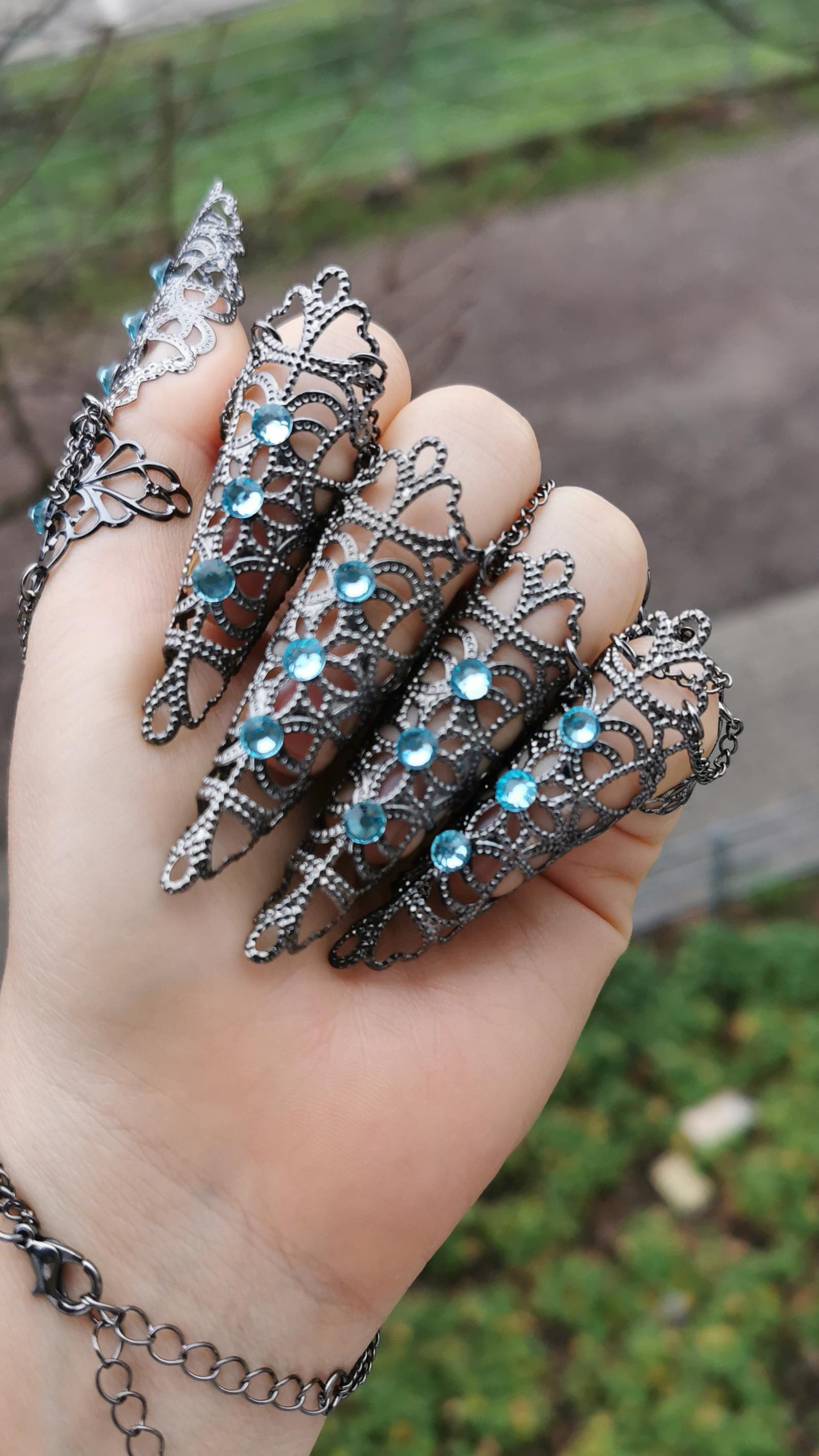 silver Filigree Claws Nails (1pc = 1 Full Hand Piece)