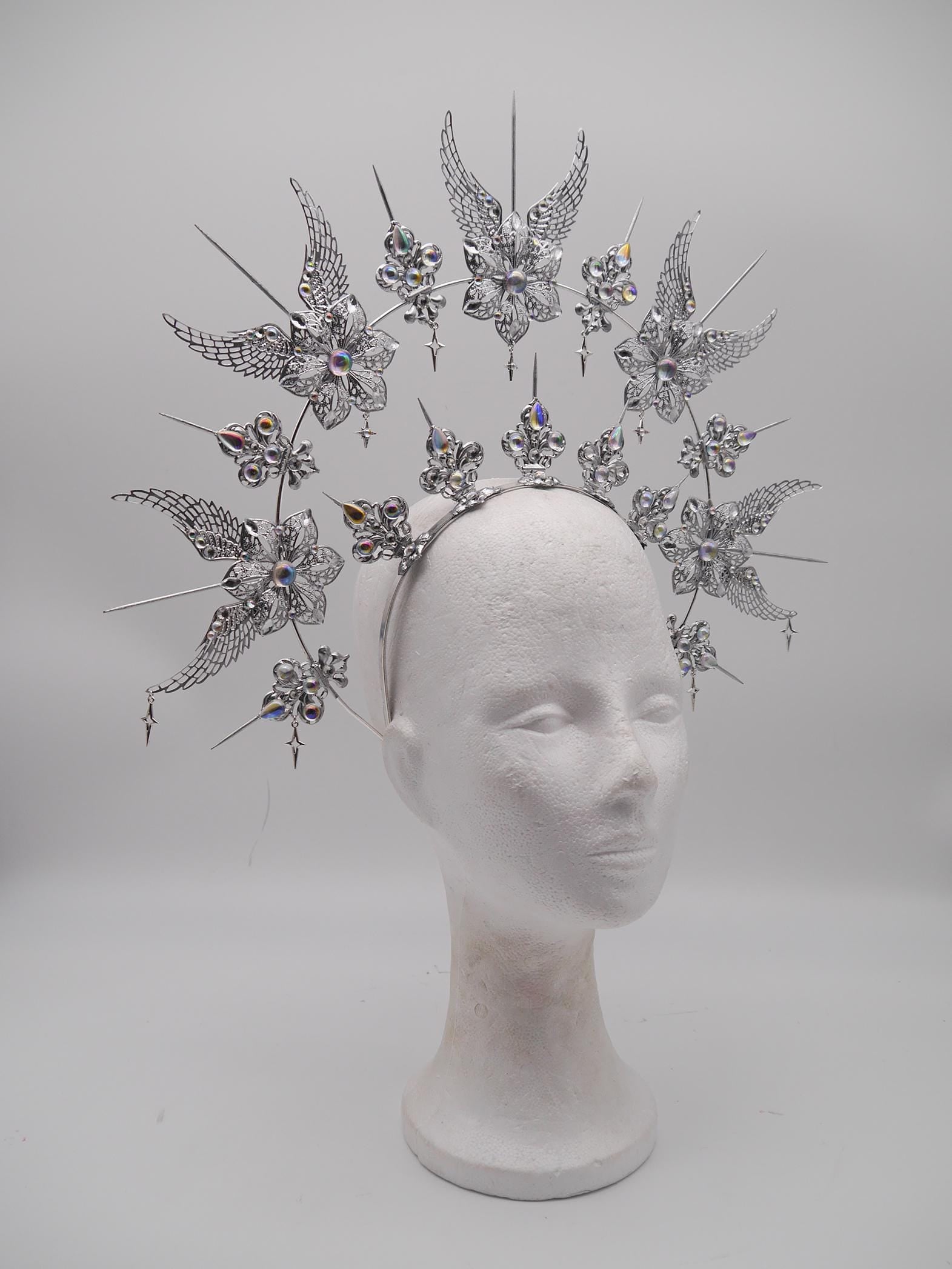 Frozen Light Wings Halo - winter dream headpiece - Royal gloriole - crown - Krone - Kranz - Heiligenschein - fantasy Headdress - Fee - Elf