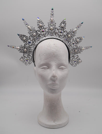 frozen Light Halo - Crown ~ winter Royal Metal halo ~ Krone ~ Kranz ~ Kopfschmuck ~ Headdress ~ Heiligenschein ~ gothic ~ goth
