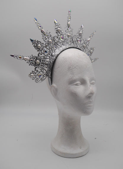 frozen Light Halo - Crown ~ winter Royal Metal halo ~ Krone ~ Kranz ~ Kopfschmuck ~ Headdress ~ Heiligenschein ~ gothic ~ goth