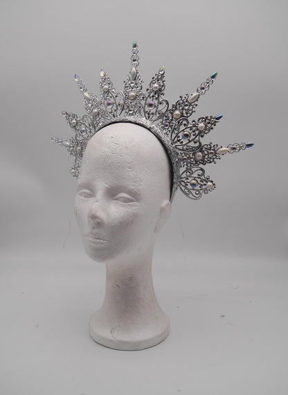 frozen Light Halo - Crown ~ winter Royal Metal halo ~ Krone ~ Kranz ~ Kopfschmuck ~ Headdress ~ Heiligenschein ~ gothic ~ goth