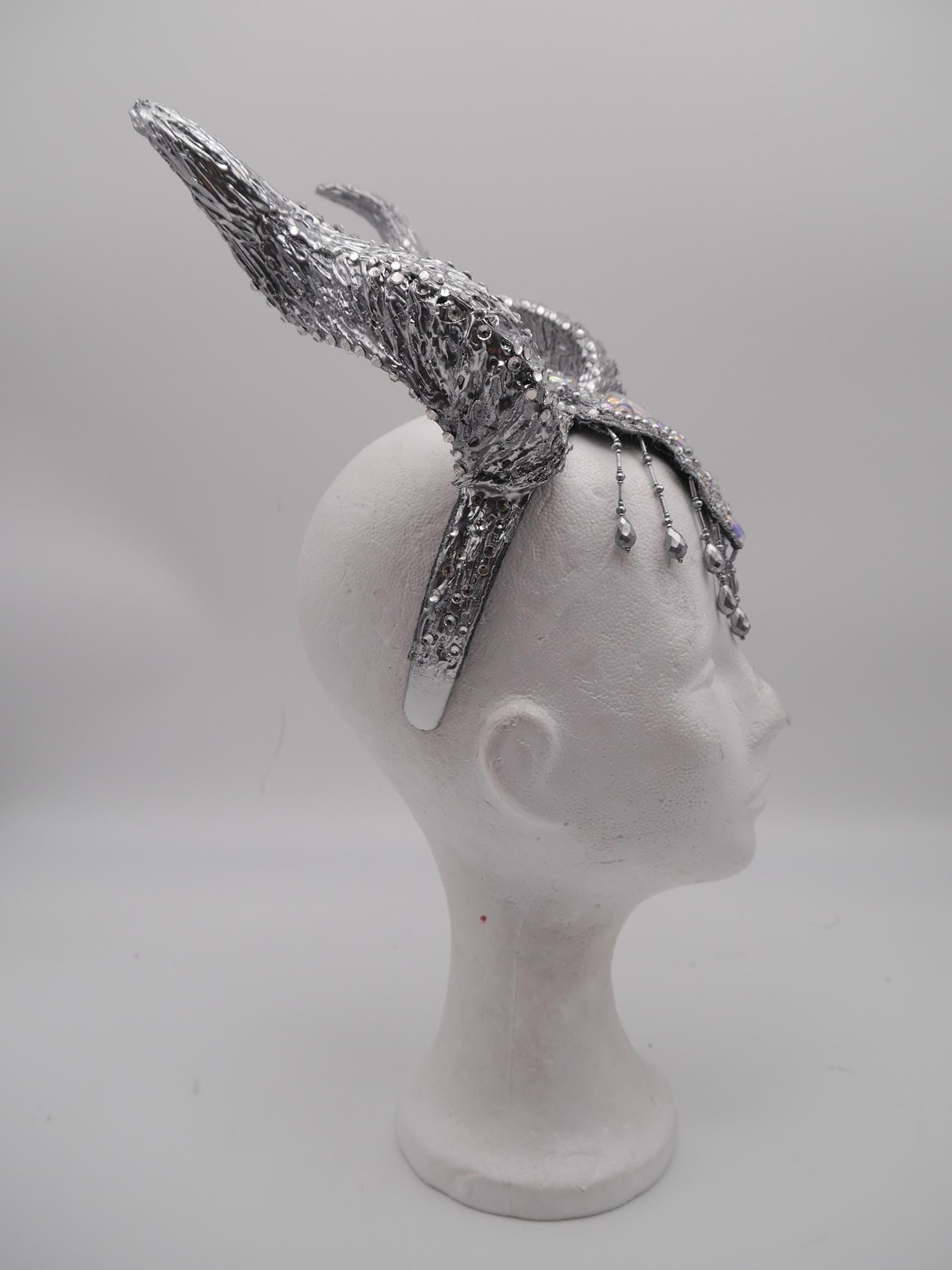 Frozen Light Dragon Headdress ~ winter gothic Horns ~ Ice Queen of Darkness ~ goth ~ occult Headpiece