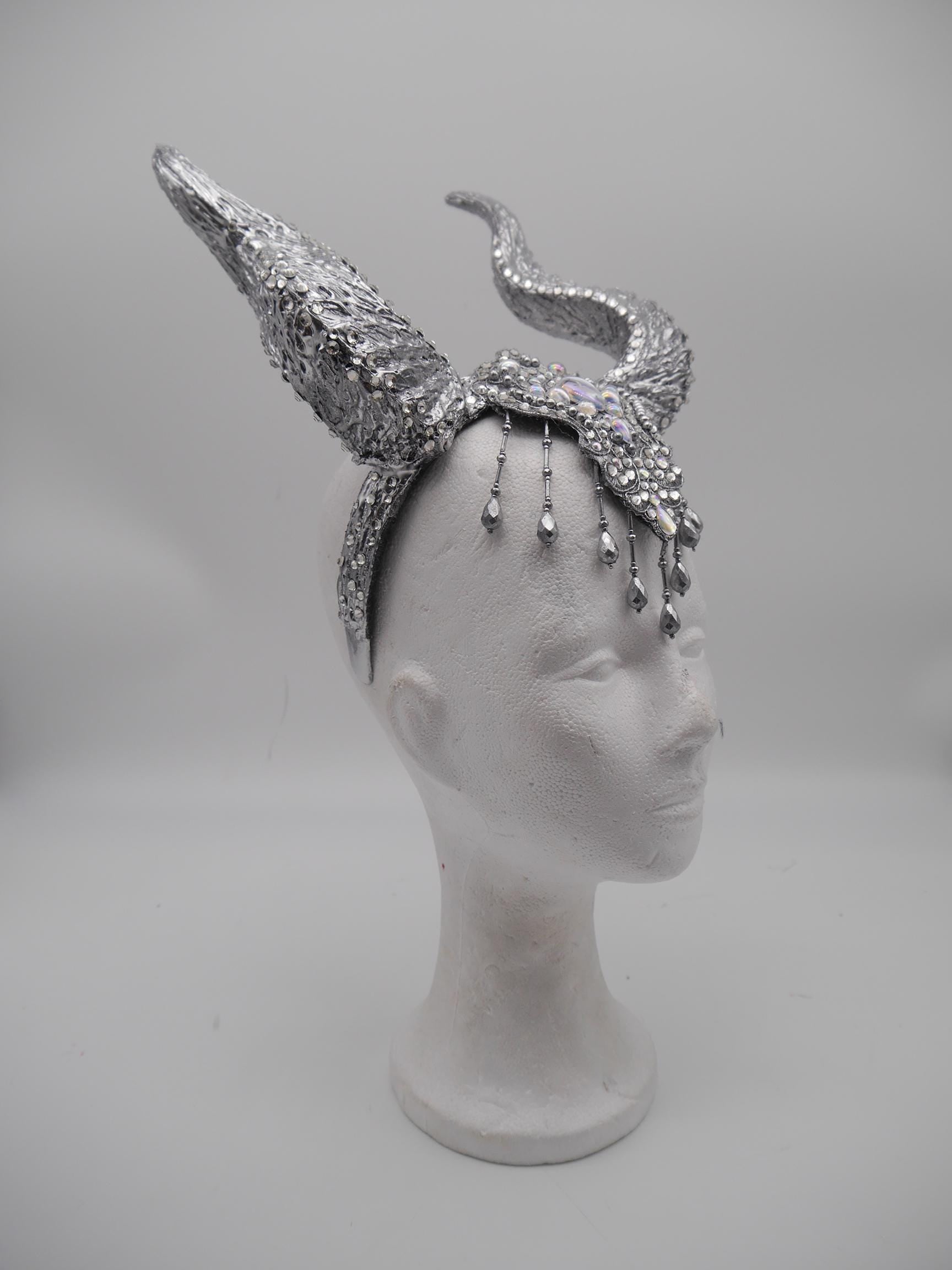 Frozen Light Dragon Headdress ~ winter gothic Horns ~ Ice Queen of Darkness ~ goth ~ occult Headpiece