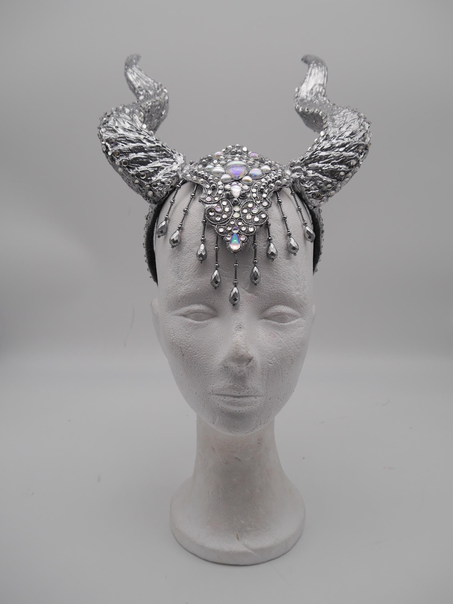Frozen Light Dragon Headdress ~ winter gothic Horns ~ Ice Queen of Darkness ~ goth ~ occult Headpiece