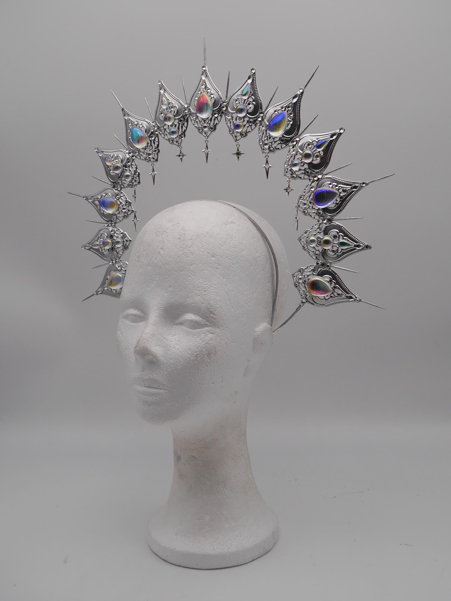 Frozen Light Double Halo - winter dream headpiece - Royal gloriole - crown - Krone - Kranz - Heiligenschein - fantasy Headdress - Fee - Elf