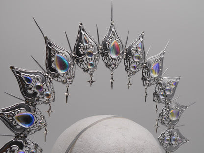 Frozen Light Double Halo - winter dream headpiece - Royal gloriole - crown - Krone - Kranz - Heiligenschein - fantasy Headdress - Fee - Elf