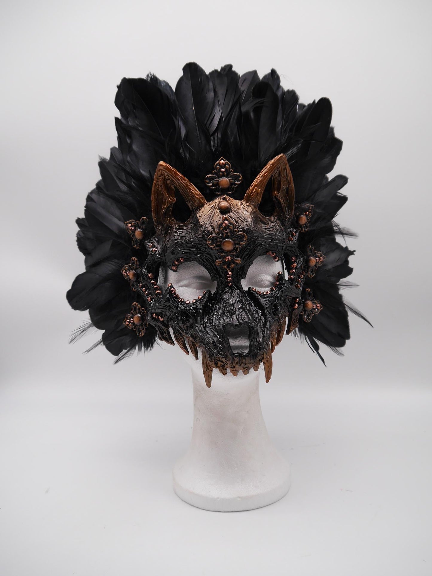Black brown Cat Mask ~ Boho Maske