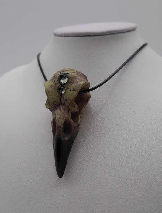 Raven Skull Necklace ~ Gothic ~ Rabe ~ Schädel ~ Halskette - Krähe Anhänger ~ Witchy ~ Wicca ~ Vogel ~ Knochen ~ Schmuck ~ Halloween ~ Goth
