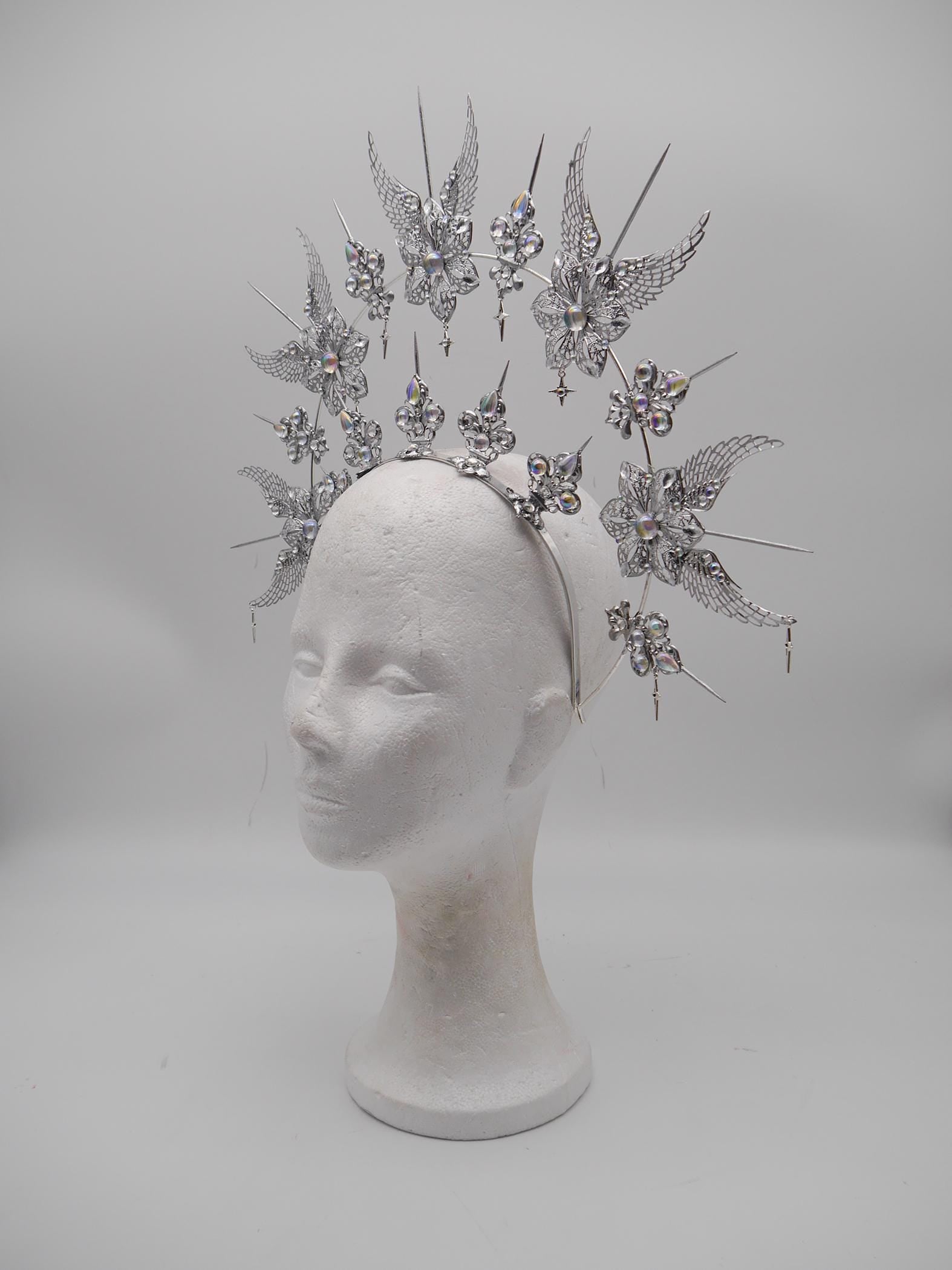 Frozen Light Wings Halo - winter dream headpiece - Royal gloriole - crown - Krone - Kranz - Heiligenschein - fantasy Headdress - Fee - Elf