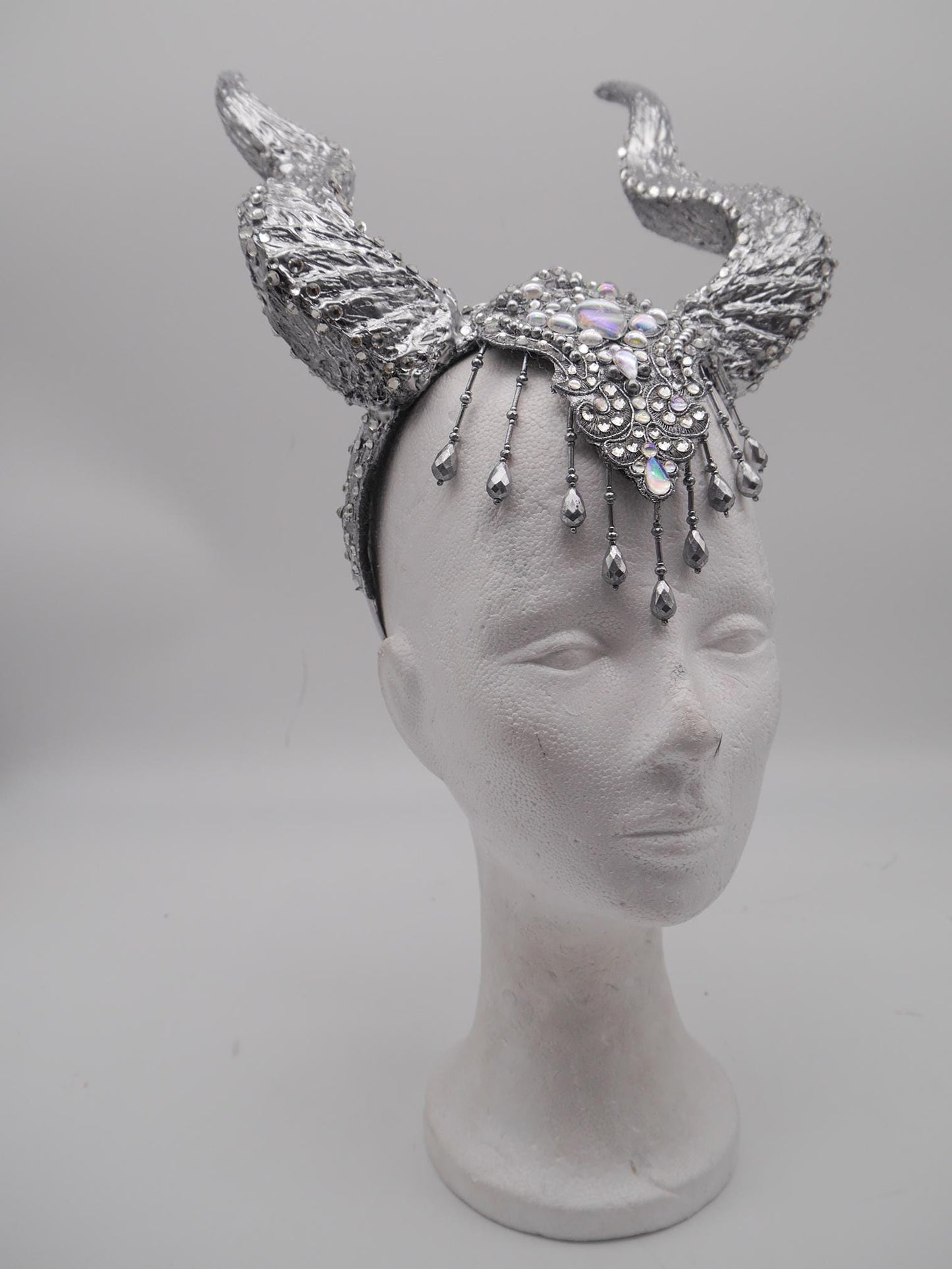 Frozen Light Dragon Headdress ~ winter gothic Horns ~ Ice Queen of Darkness ~ goth ~ occult Headpiece