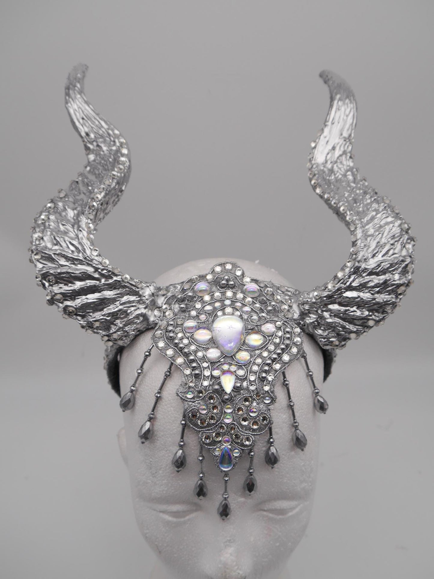 Frozen Light Dragon Headdress ~ winter gothic Horns ~ Ice Queen of Darkness ~ goth ~ occult Headpiece
