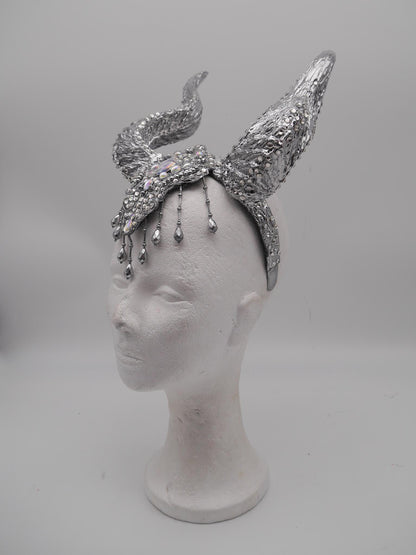 Frozen Light Dragon Headdress ~ winter gothic Horns ~ Ice Queen of Darkness ~ goth ~ occult Headpiece