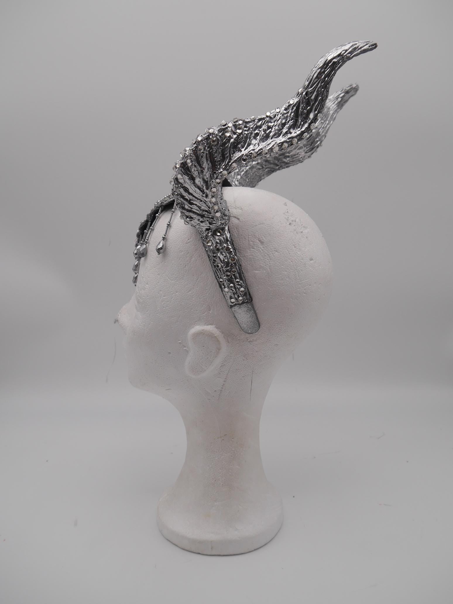 Frozen Light Dragon Headdress ~ winter gothic Horns ~ Ice Queen of Darkness ~ goth ~ occult Headpiece