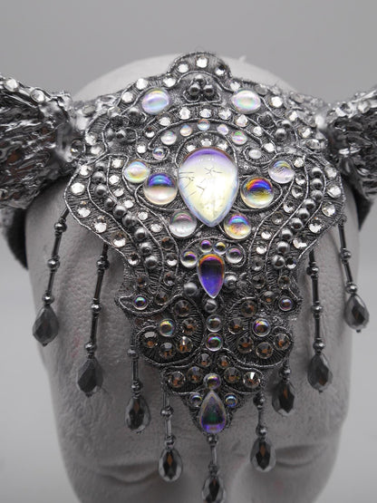 Frozen Light Dragon Headdress ~ winter gothic Horns ~ Ice Queen of Darkness ~ goth ~ occult Headpiece