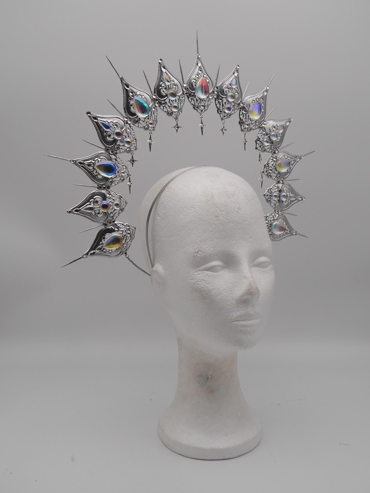 Frozen Light Double Halo - winter dream headpiece - Royal gloriole - crown - Krone - Kranz - Heiligenschein - fantasy Headdress - Fee - Elf