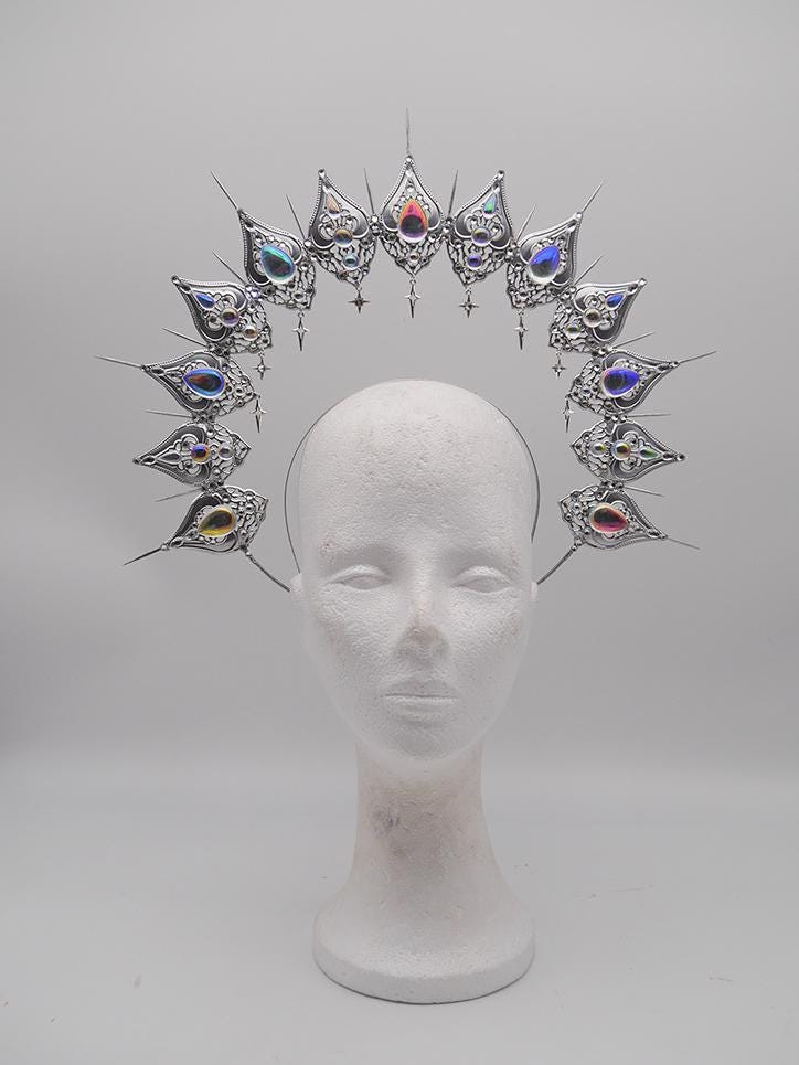 Frozen Light Double Halo - winter dream headpiece - Royal gloriole - crown - Krone - Kranz - Heiligenschein - fantasy Headdress - Fee - Elf