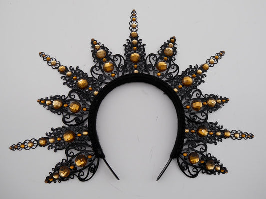 Dark brown gothic Halo - Crown ~ witchy Royal Metal halo ~ Krone ~ Kranz ~ Kopfschmuck ~ Headdress ~ Heiligenschein ~ goth