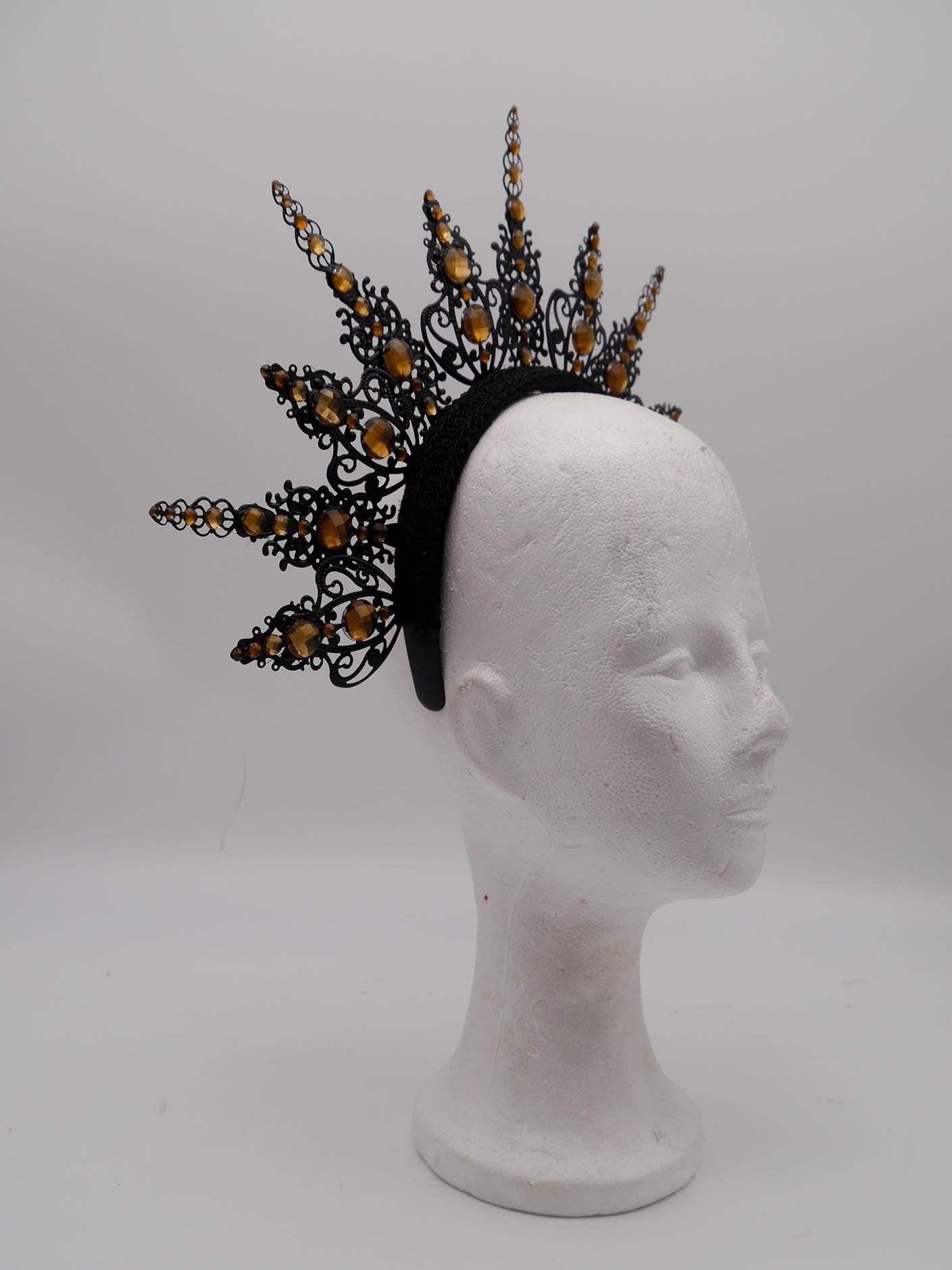 Dark brown gothic Halo - Crown ~ witchy Royal Metal halo ~ Krone ~ Kranz ~ Kopfschmuck ~ Headdress ~ Heiligenschein ~ goth