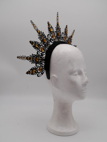 Dark brown gothic Halo - Crown ~ witchy Royal Metal halo ~ Krone ~ Kranz ~ Kopfschmuck ~ Headdress ~ Heiligenschein ~ goth