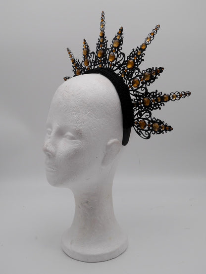 Dark brown gothic Halo - Crown ~ witchy Royal Metal halo ~ Krone ~ Kranz ~ Kopfschmuck ~ Headdress ~ Heiligenschein ~ goth