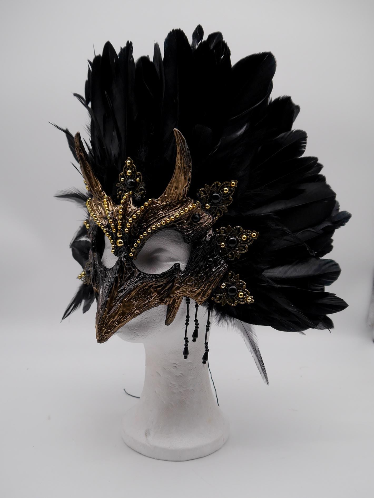 Raven Mask ~ Crow ~ Rabe ~ Vogel ~ Maske ~ Headdress ~ Headpiece ~ Skull - Bones ~ festival ~ Kopfschmuck ~ Teufel