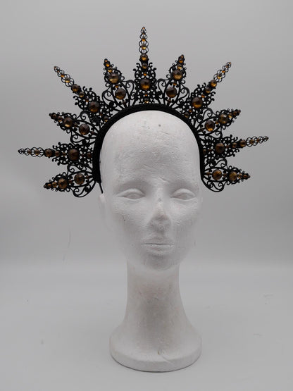 Dark brown gothic Halo - Crown ~ witchy Royal Metal halo ~ Krone ~ Kranz ~ Kopfschmuck ~ Headdress ~ Heiligenschein ~ goth