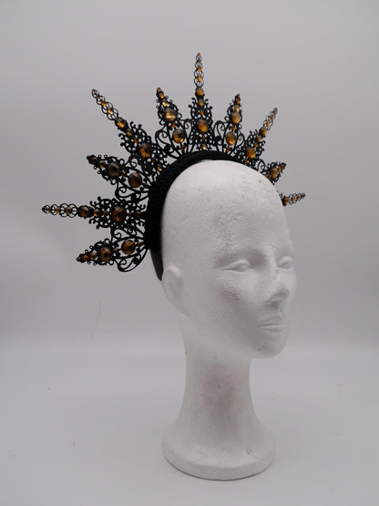 Dark brown gothic Halo - Crown ~ witchy Royal Metal halo ~ Krone ~ Kranz ~ Kopfschmuck ~ Headdress ~ Heiligenschein ~ goth