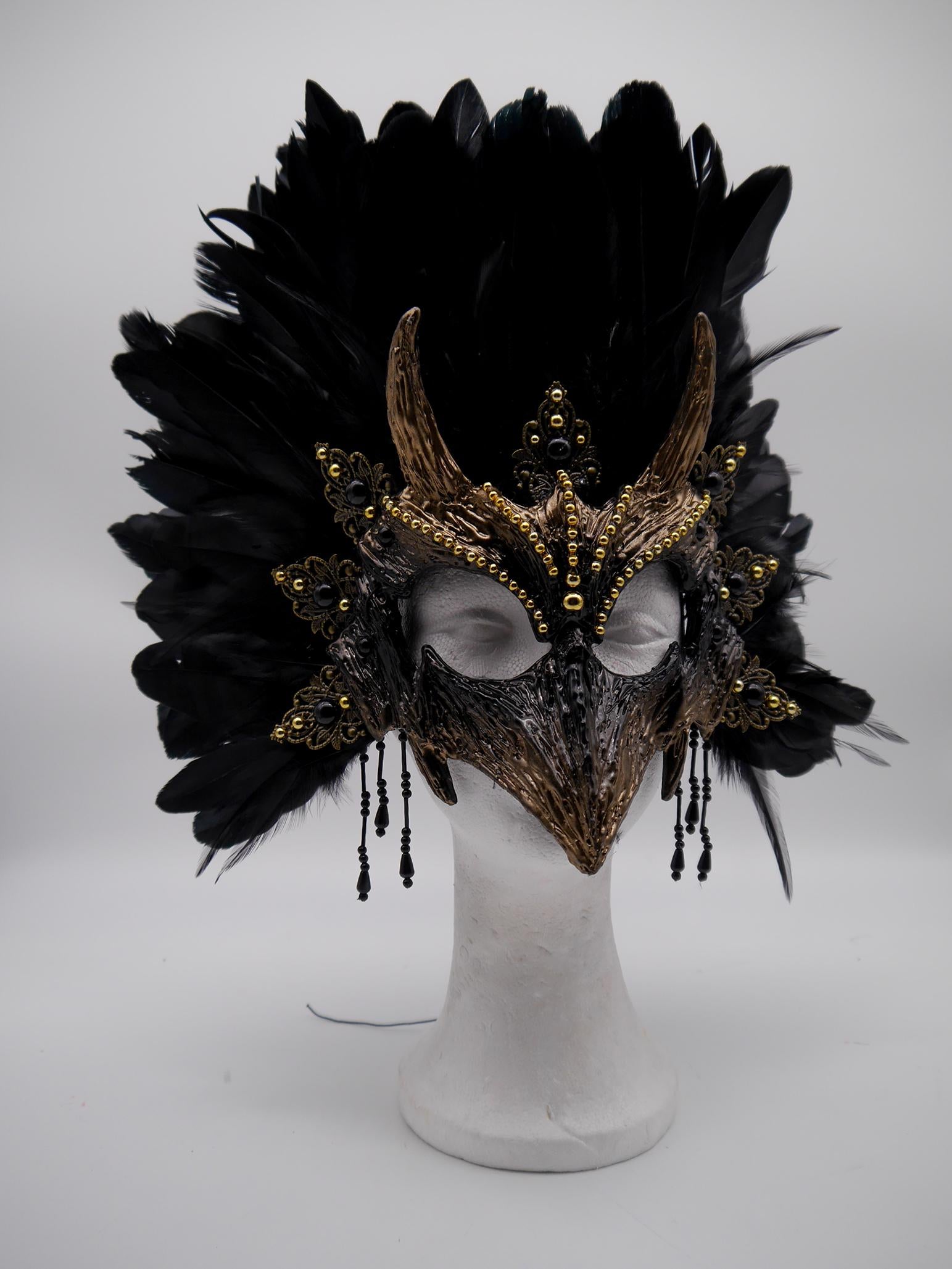 Raven Mask ~ Crow ~ Rabe ~ Vogel ~ Maske ~ Headdress ~ Headpiece ~ Skull - Bones ~ festival ~ Kopfschmuck ~ Teufel