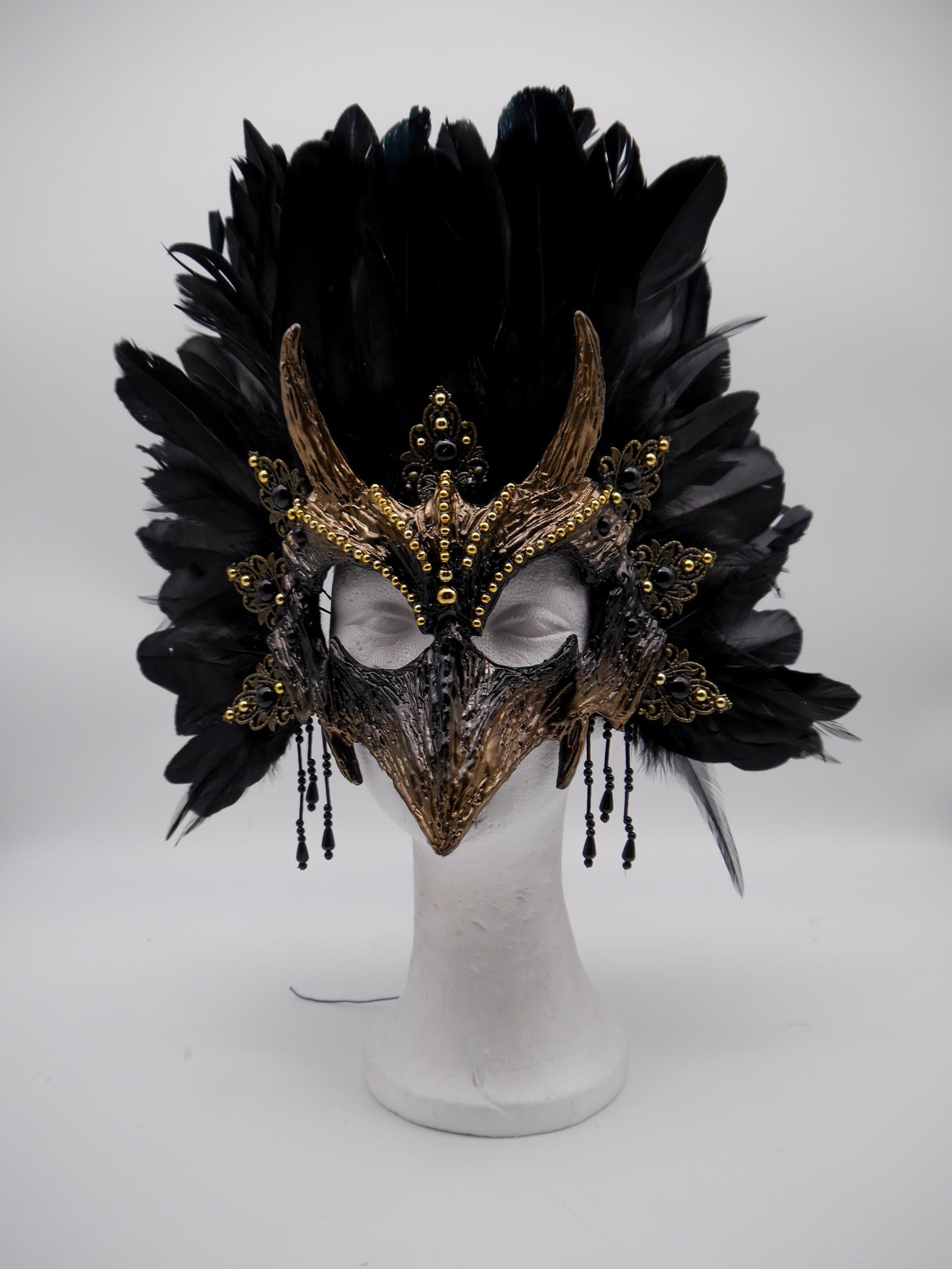 Raven Mask ~ Crow ~ Rabe ~ Vogel ~ Maske ~ Headdress ~ Headpiece ~ Skull - Bones ~ festival ~ Kopfschmuck ~ Teufel