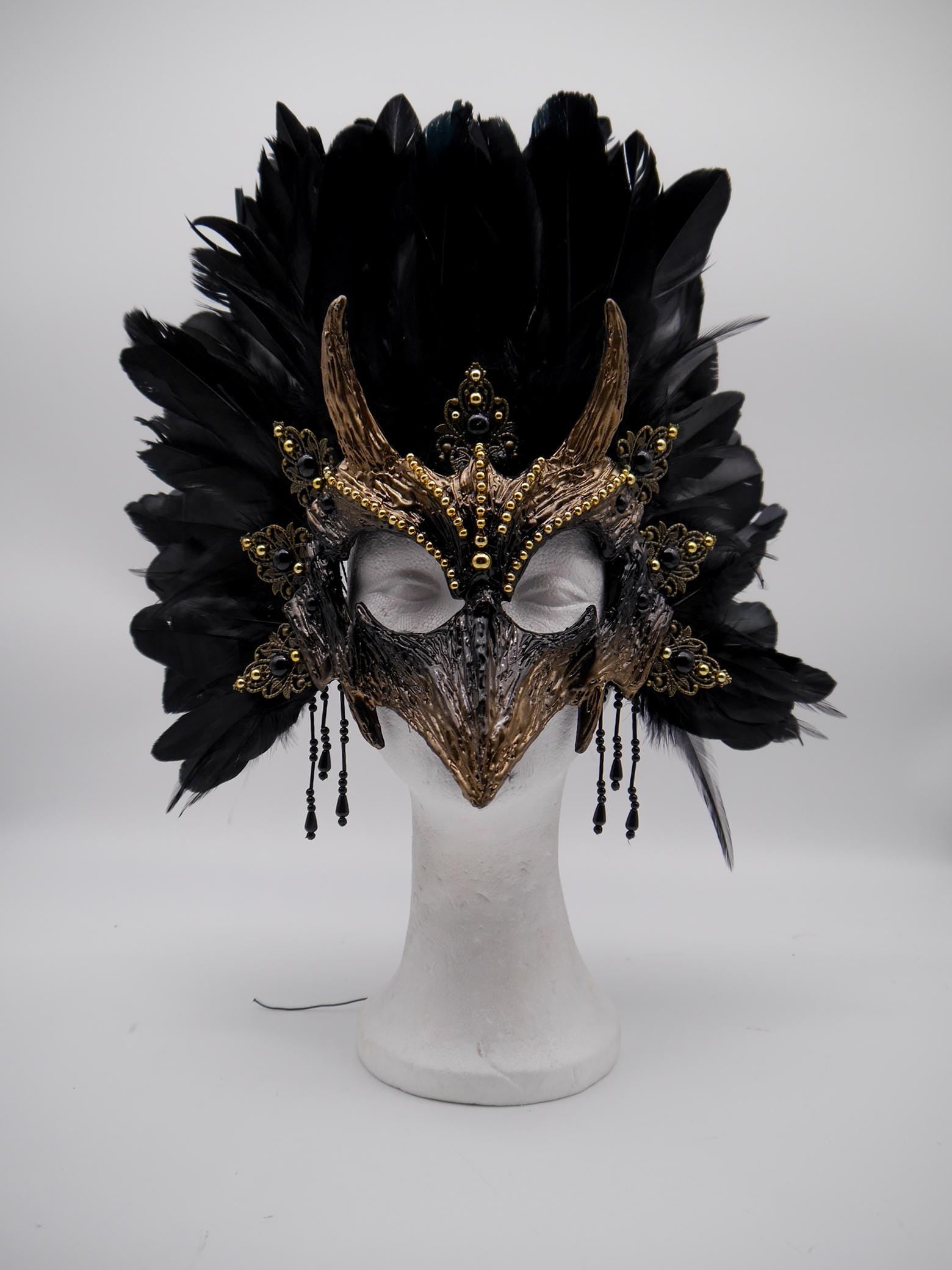 Raven Mask ~ Crow ~ Rabe ~ Vogel ~ Maske ~ Headdress ~ Headpiece ~ Skull - Bones ~ festival ~ Kopfschmuck ~ Teufel