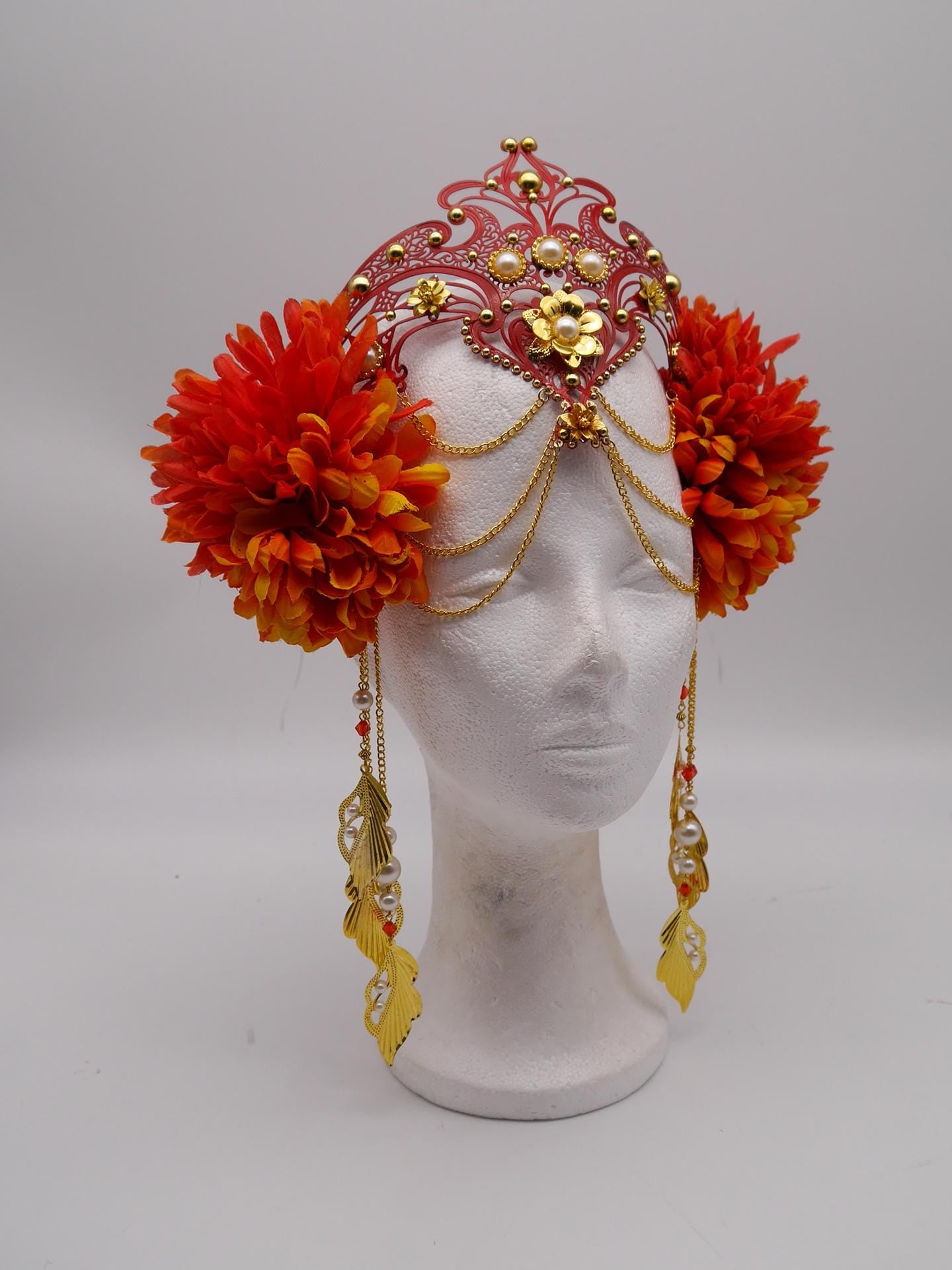 red Romantic fairy headpiece - elv diadem - mystic Crown