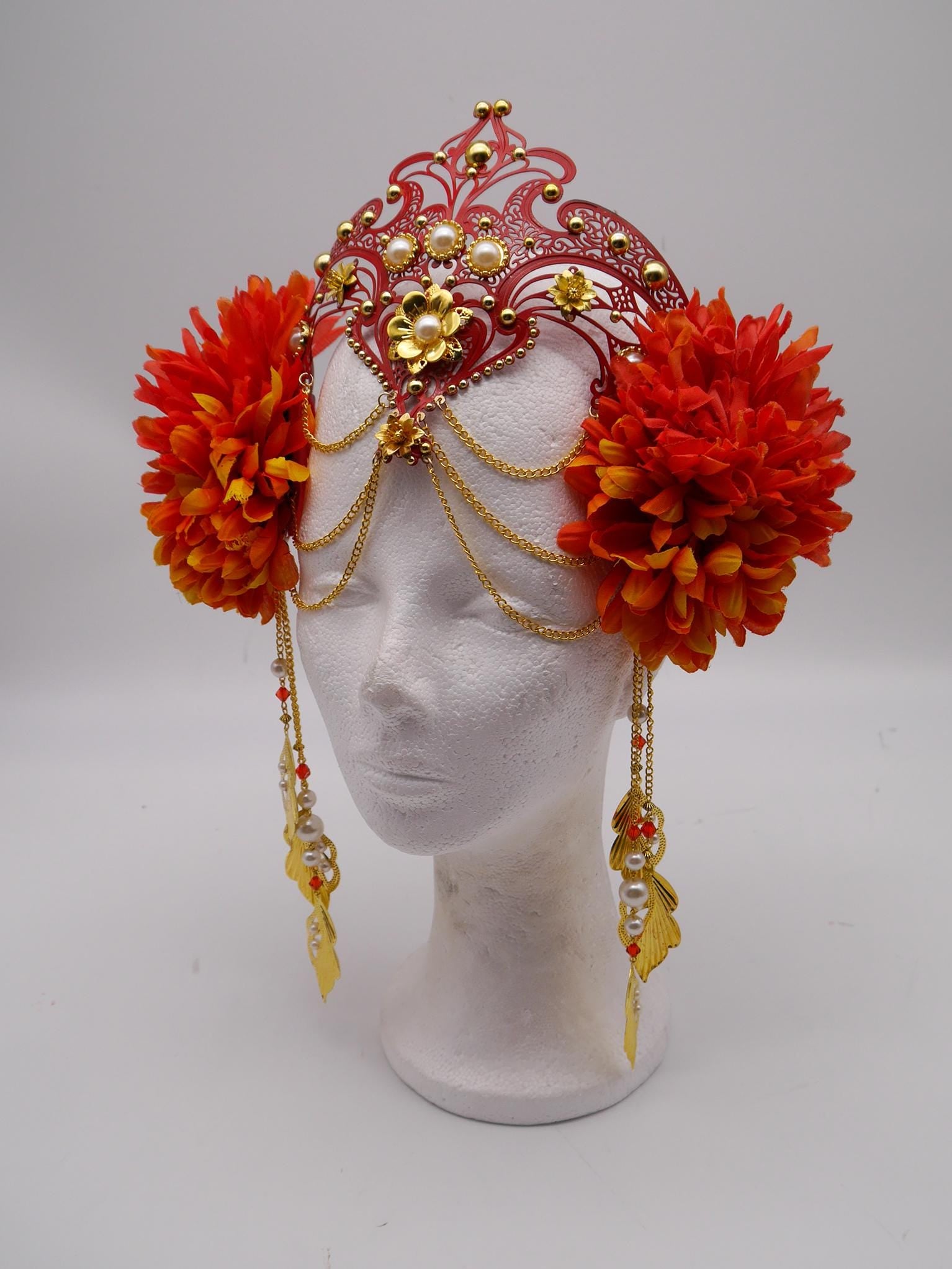 red Romantic fairy headpiece - elv diadem - mystic Crown