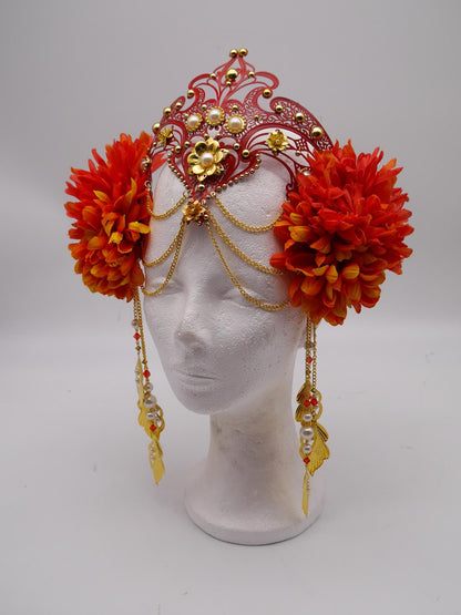 red Romantic fairy headpiece - elv diadem - mystic Crown