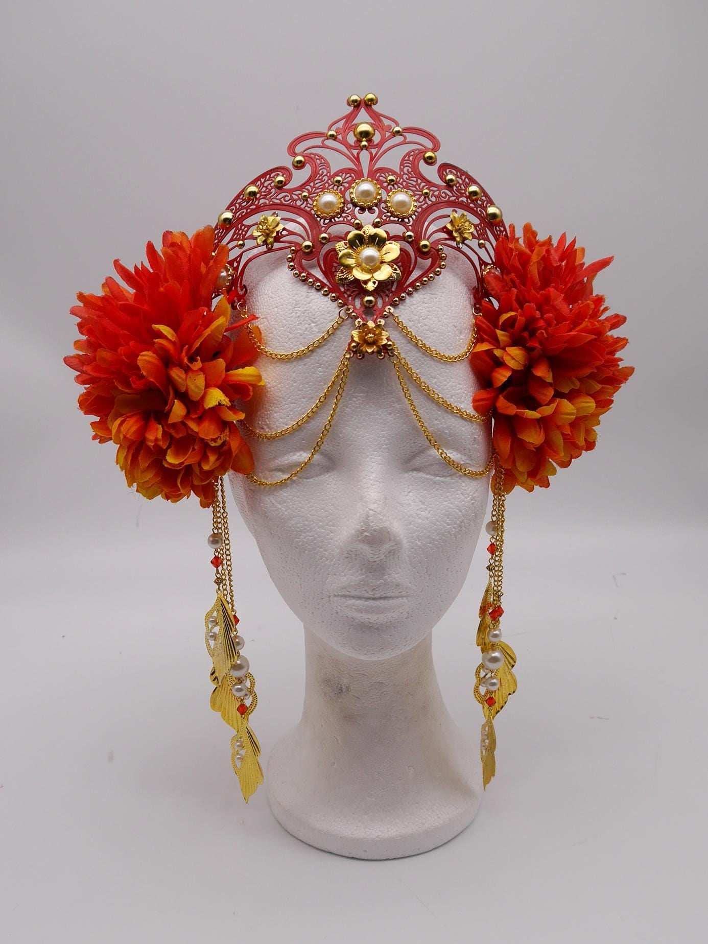 red Romantic fairy headpiece - elv diadem - mystic Crown