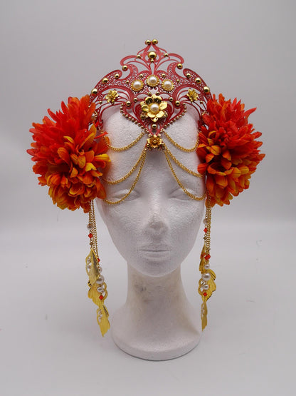 red Romantic fairy headpiece - elv diadem - mystic Crown