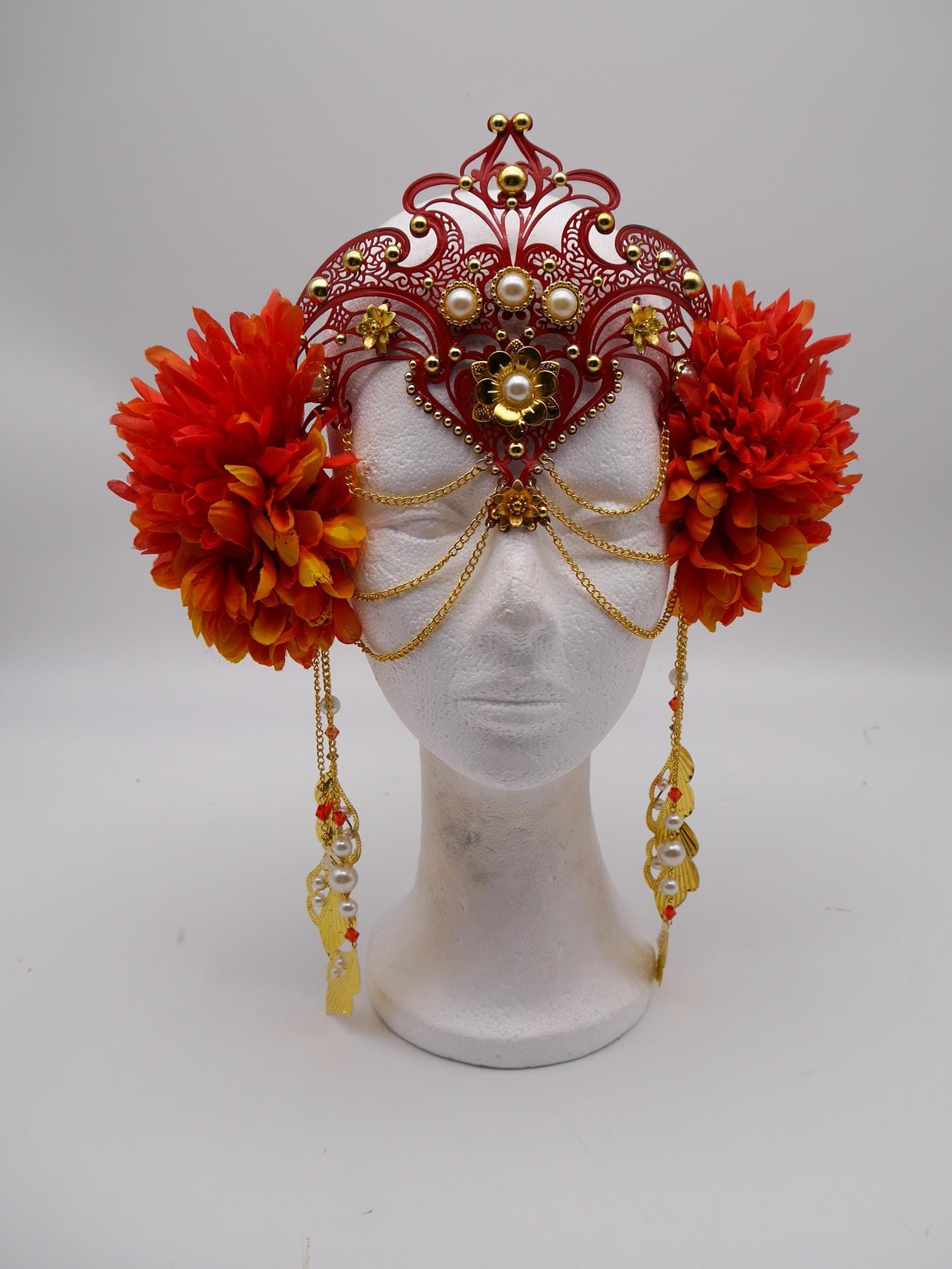 red Romantic fairy headpiece - elv diadem - mystic Crown