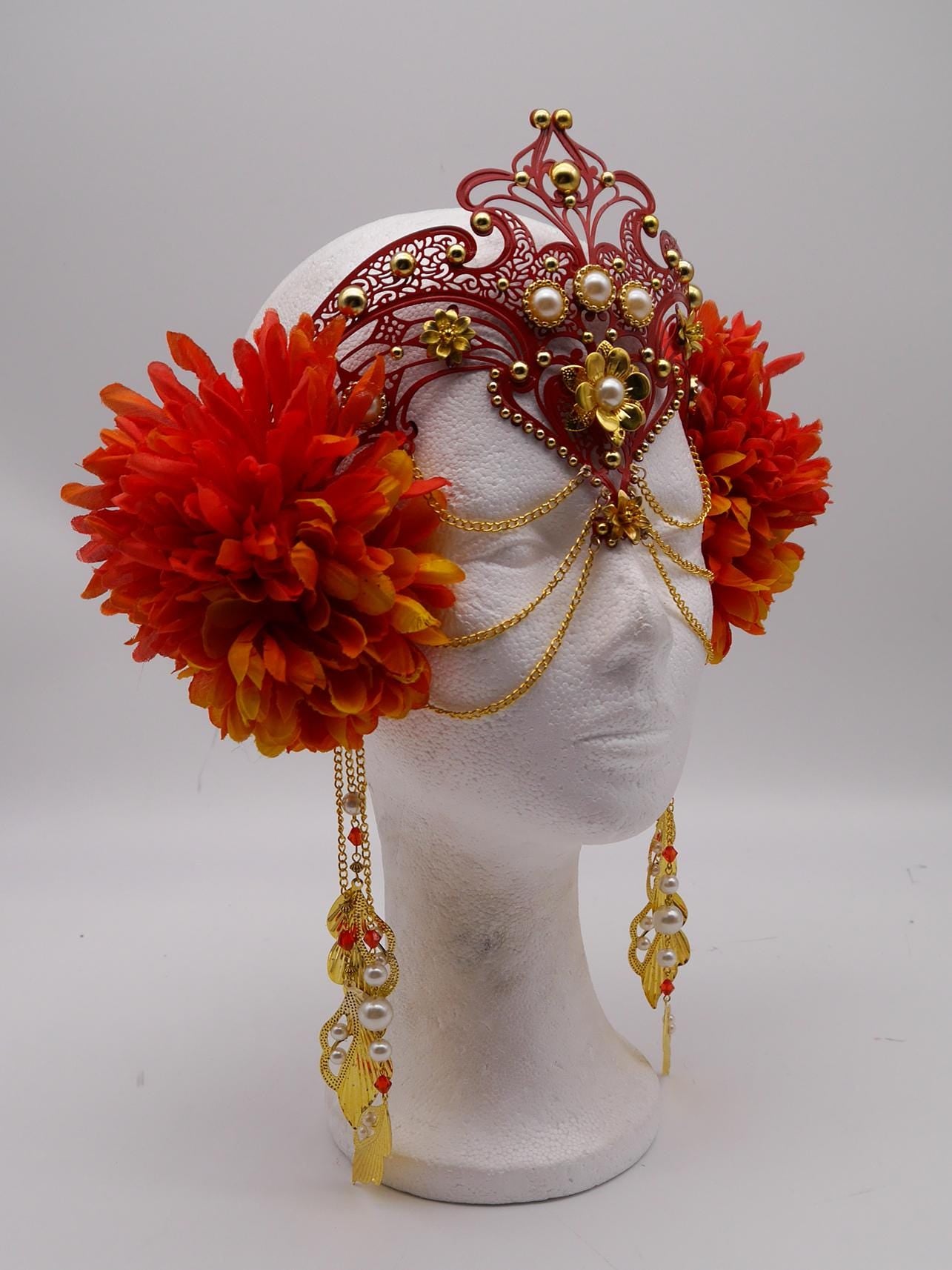red Romantic fairy headpiece - elv diadem - mystic Crown