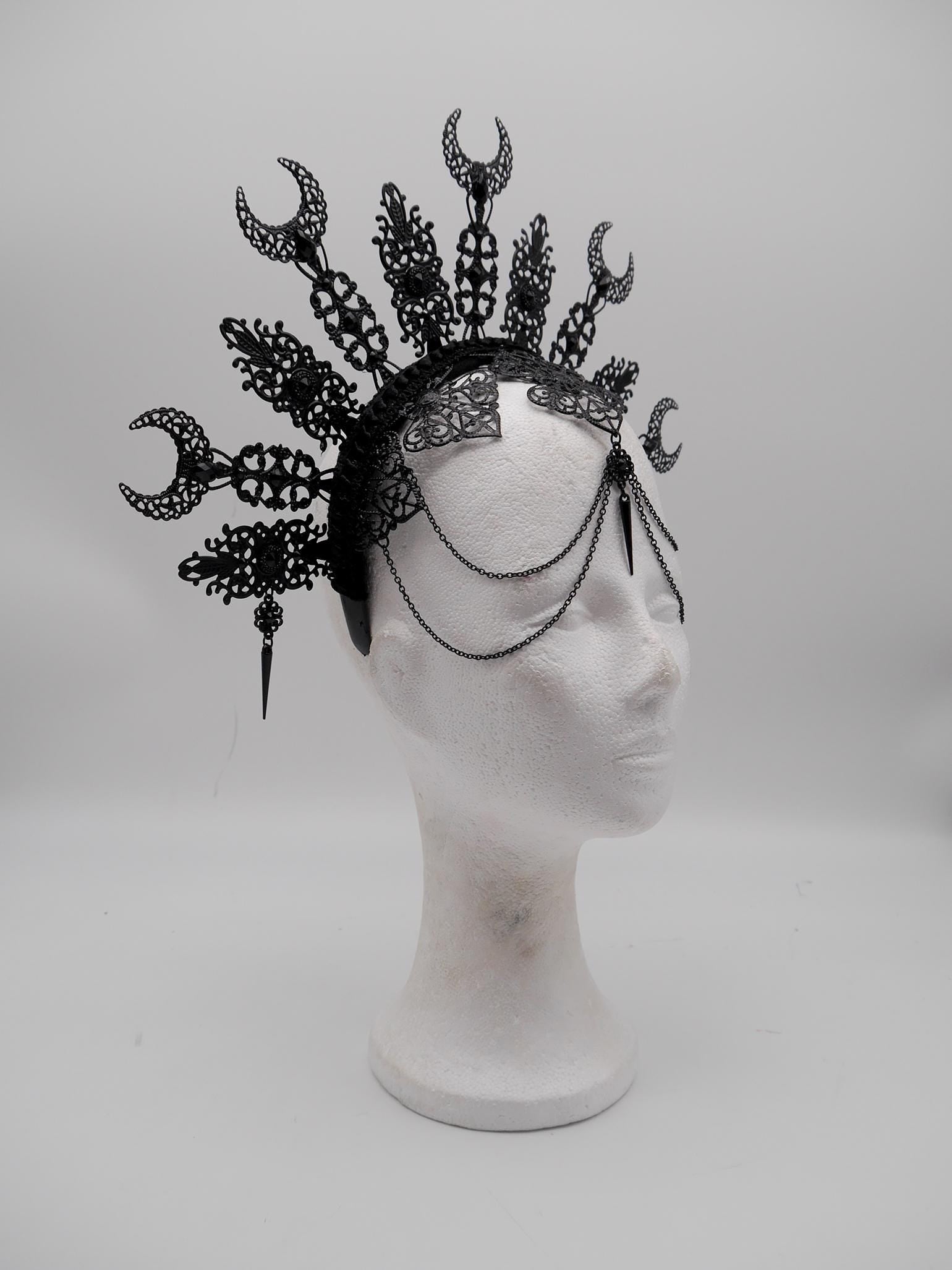 dark Luna gothic Halo ~ Moon Child Headdress ~ Mond Kopfschmuck ~ fantasy ~ costume ~ Elv ~ Elfe ~ Royal ~ Kristall ~ Krone ~ Crown