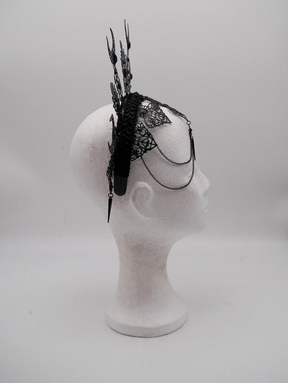 dark Luna gothic Halo ~ Moon Child Headdress ~ Mond Kopfschmuck ~ fantasy ~ costume ~ Elv ~ Elfe ~ Royal ~ Kristall ~ Krone ~ Crown