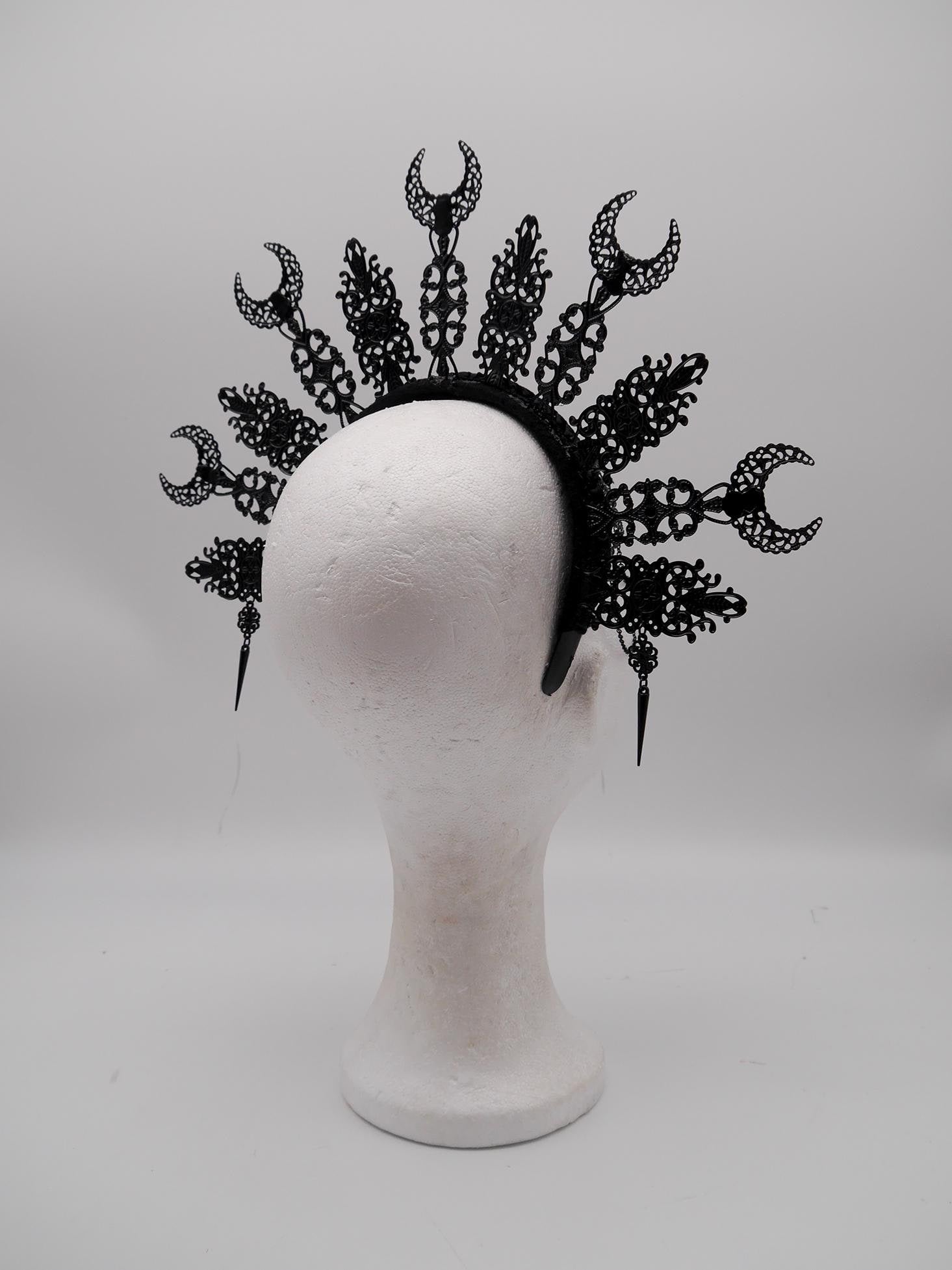 dark Luna gothic Halo ~ Moon Child Headdress ~ Mond Kopfschmuck ~ fantasy ~ costume ~ Elv ~ Elfe ~ Royal ~ Kristall ~ Krone ~ Crown