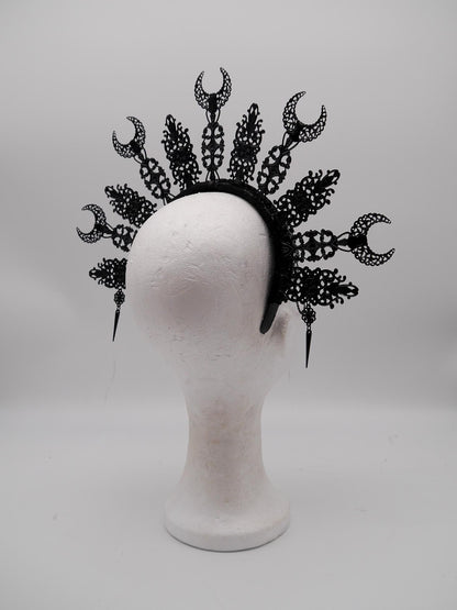 dark Luna gothic Halo ~ Moon Child Headdress ~ Mond Kopfschmuck ~ fantasy ~ costume ~ Elv ~ Elfe ~ Royal ~ Kristall ~ Krone ~ Crown