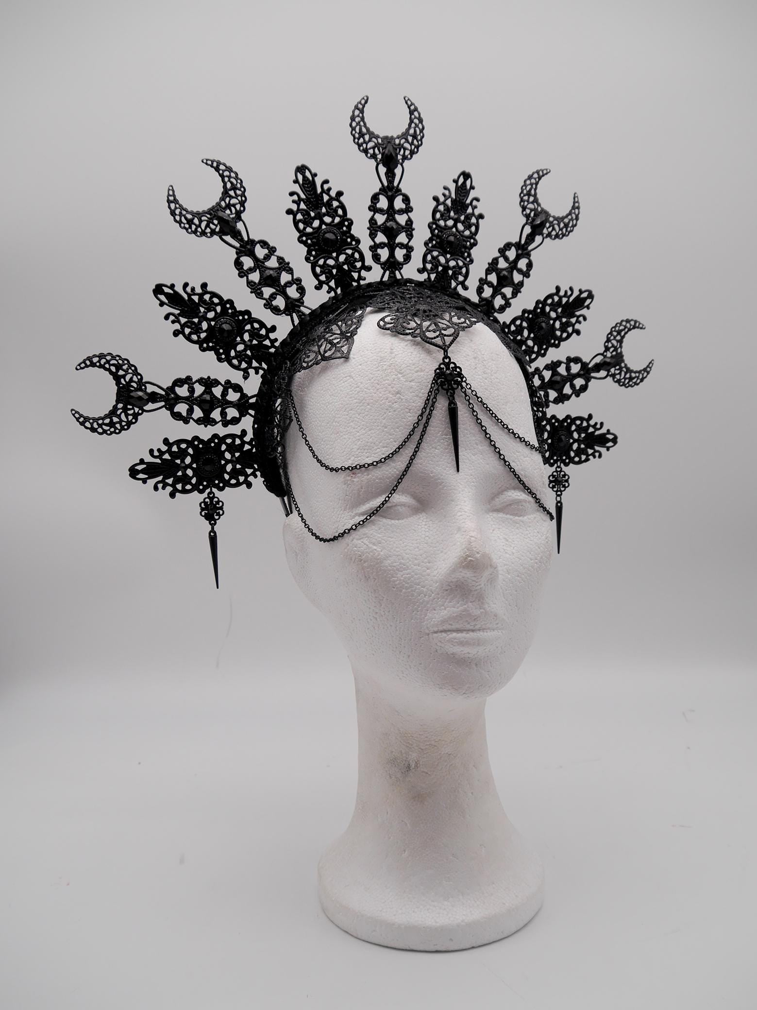 dark Luna gothic Halo ~ Moon Child Headdress ~ Mond Kopfschmuck ~ fantasy ~ costume ~ Elv ~ Elfe ~ Royal ~ Kristall ~ Krone ~ Crown